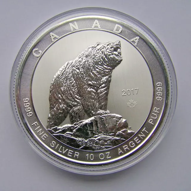 10 oz Silbermünze Kanada/Canada 2017*50 Dollar Grizzly*999 Feinsilber