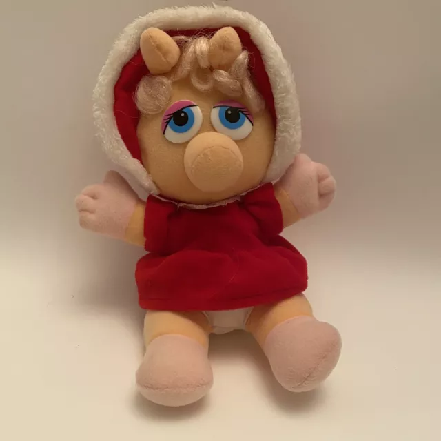 Vintage Baby Miss Piggy Girl Muppet Plush Doll 1987 Henson 11” Soft Stuffed Toy