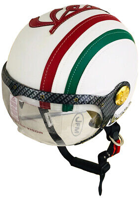 Casco vintage tricolore 150° in ecopelle Pelle bandiera Italia Vespa Lambretta 