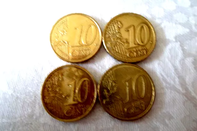 4 Euro Ten Cent Coins 2001 Netherlands, France 2009, 2012, Italy 2002 2