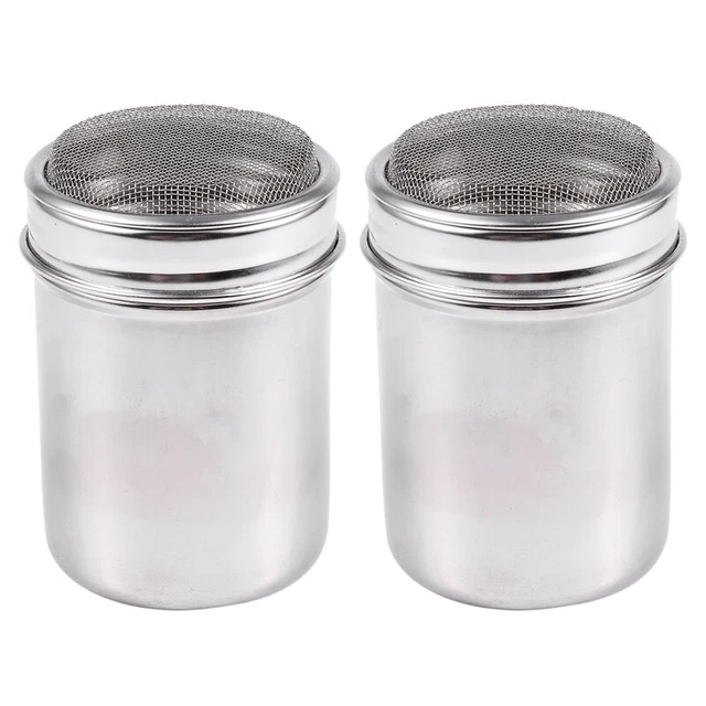 2X Silver Stainless Steel Mesh Tube Type Dusters Dusting Salt Shaker Spice JU5N1
