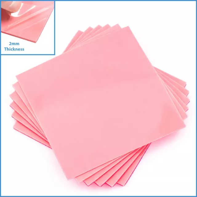 1x Pink 100mm x 100x 2mm Silicone Thermal Pad Sheet CPU Memory Board Heatsink