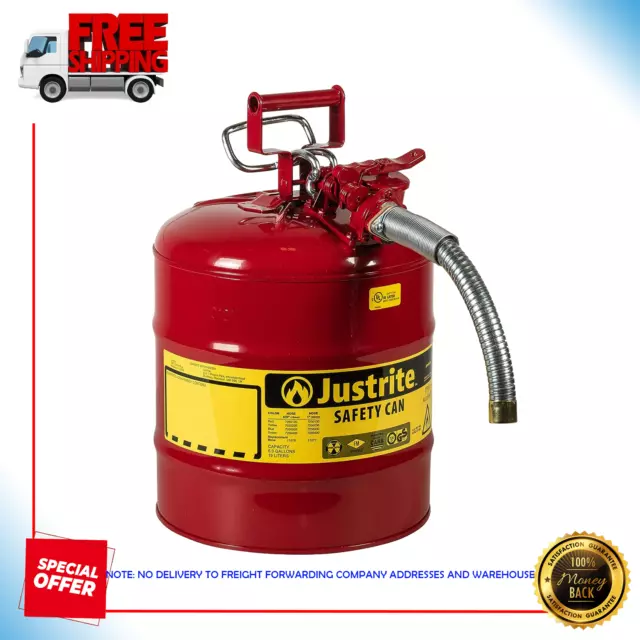 Justrite 5 Gallon Red AccuFlow Galvanized Steel Type II Vented Safety Can