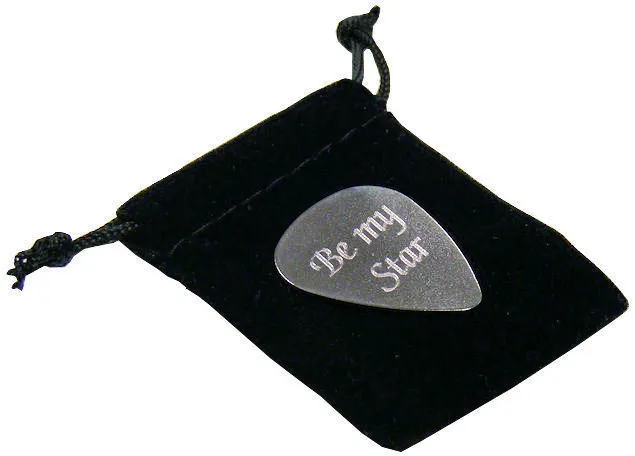 Personalised Stainless Steel .38mm Guitar Plectrum Pick In Gift Pouch Engraved