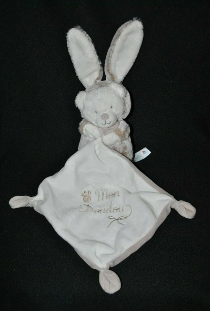 Mon Doudou brodé ours déguisé lapin NICOTOY SIMBA TOYS mouchoir brun chiné NEUF