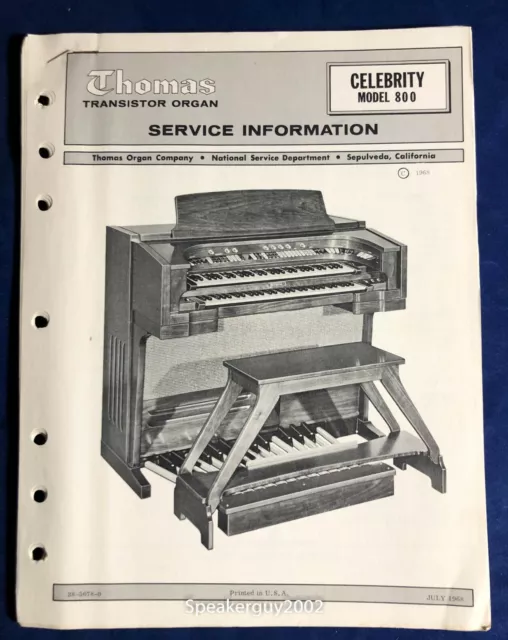 Original Thomas Organ / Celebrity 800 / Service Info - Manual