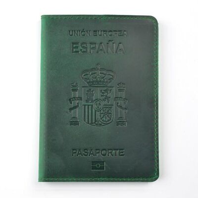 Spain Genuine Leather Passport Cover Espana Credit Card Holder Vintage