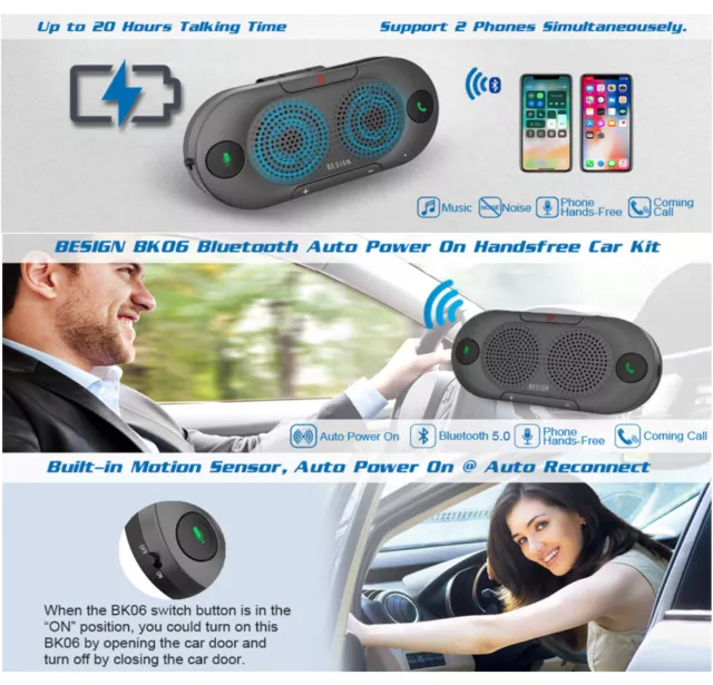 CAR SPEAKERPHONES BLUETOOTH 5.0 Wireless in Car Kit for Hands-Free  Talking,Music $75.45 - PicClick AU