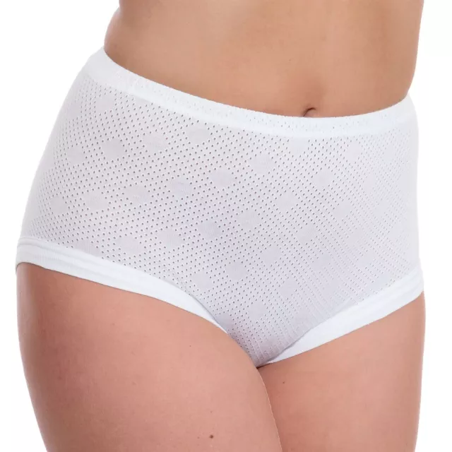 LADIES EYELET AIRTEX 100% Cotton Cuff Leg Briefs Underwear (lot