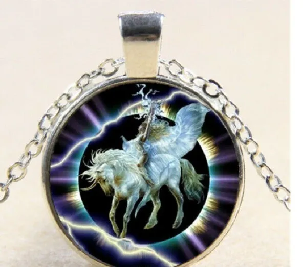 PEGASUS LIGHTNING WING pendant 18" Sterling Silver 925 necklace chain mom female