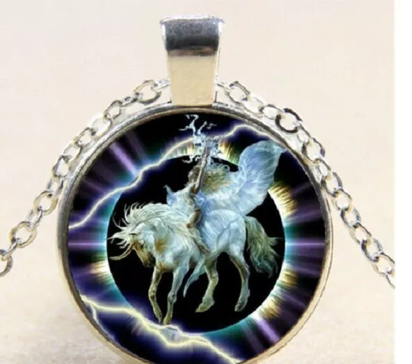 PEGASUS LIGHTNING WING pendant 22" Sterling Silver 925 necklace chain mom female