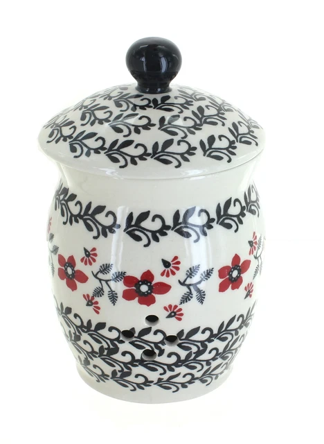 Blue Rose Polish Pottery Scarlett Ivy Garlic Keeper