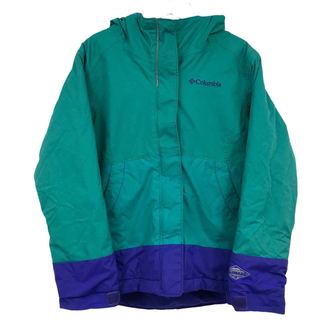 Columbia Boys Arctic Trip II Interchange Jacket XS Full Zip Hooded Green Blue