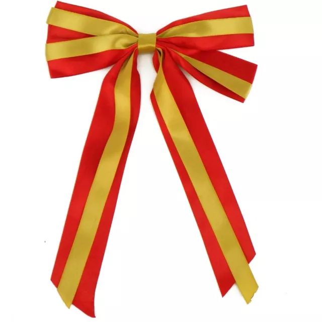 Christmas Tree Florist Ribbon Decoration Giant Bows & Long tails x 2 Red/Gold