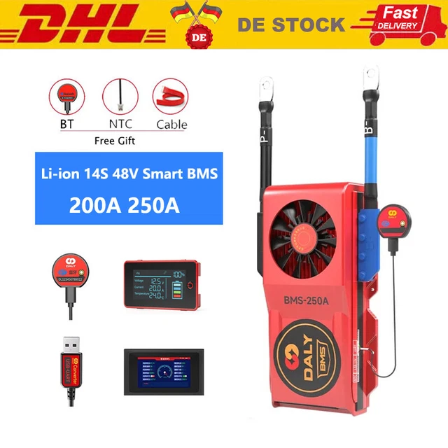 DALY SMART BMS 14S 48V Li-ion Battery 200A 250A Common Port w/Balance ...