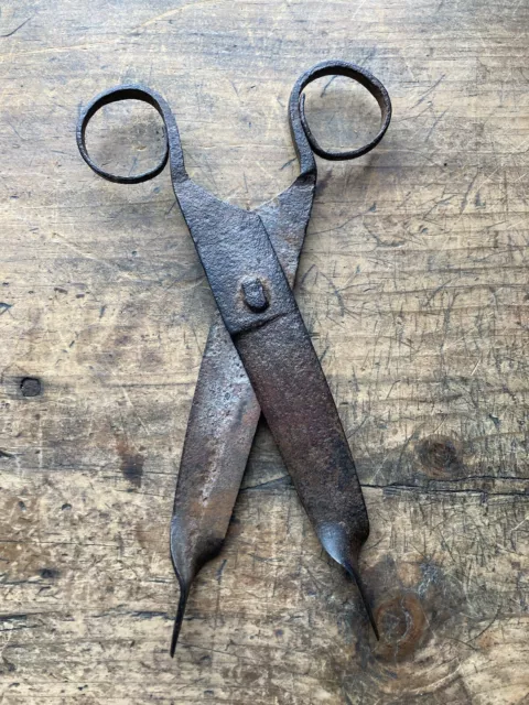 RARE FORM Antique 18th C Wrought Iron Colonial American Ember Tongs Pipe Lighter