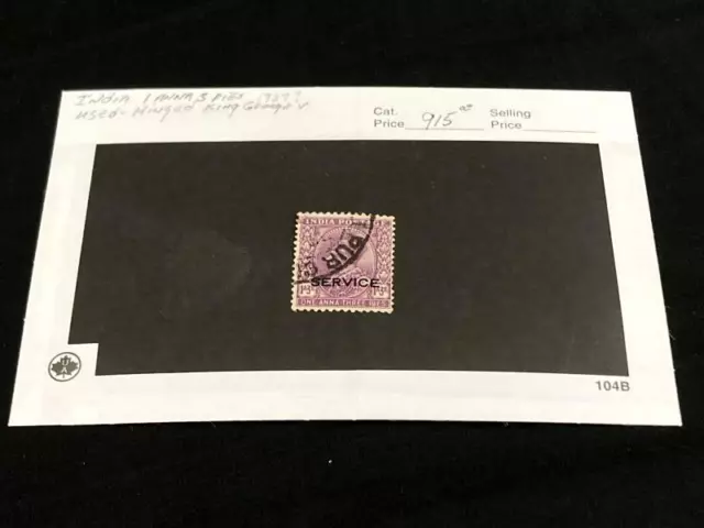 1927 India Postage Stamp King George V 1 Anna 3 Pies Used Hinged Purple