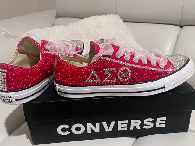 Handmade Bling, Rhinestone Delta Sigma Theta Shoes, Bling Converse, Custom shoes