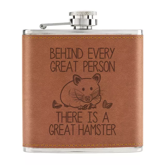 Hinten Jeden Groß Person Ist ein Großartiges Hamster 170ml Pu-Leder Flachmann