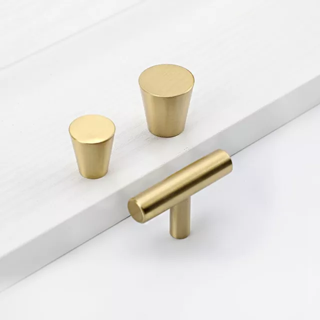 Brushed Brass Kitchen Cabinet Knobs Gold Drawer Cupboard Wardrobe Pull Handle