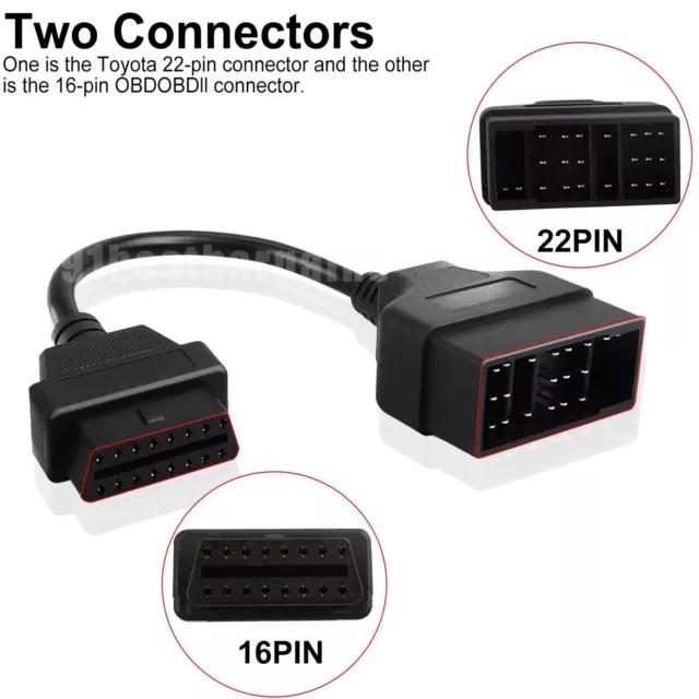 Diagnostic Scanner 22 Pin OBD1 to 16Pin OBD2 Convertor Adapter Cable For TOYOTA