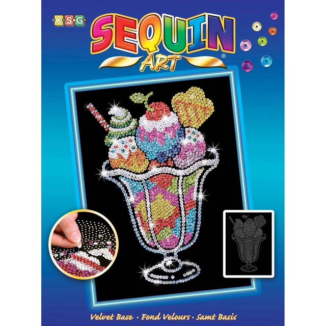 Eisbecher Paillettenbild Sequin Art 28x37cm Pop-Art Bastelset Eis im Glas