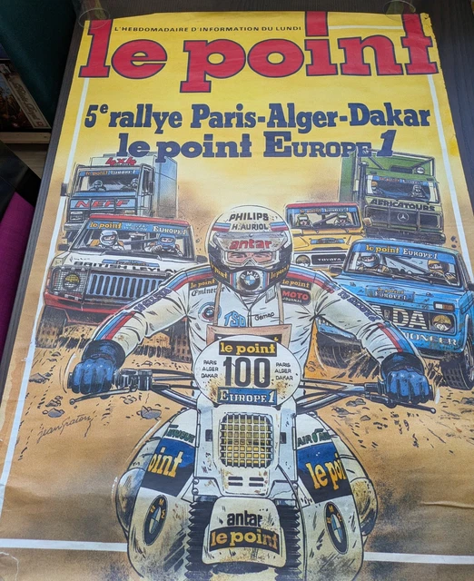Affiche Vintage Paris Dakar 1989 - Collection Affiches Rallye - Pièce Originale Pour Décoration Murale