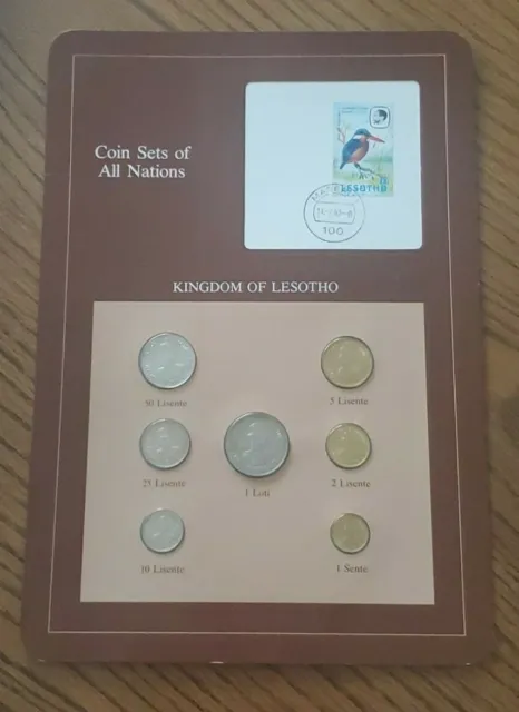 Franklin Mint Coin Sets of All Nations - Lesotho 7 Coins & Stamp
