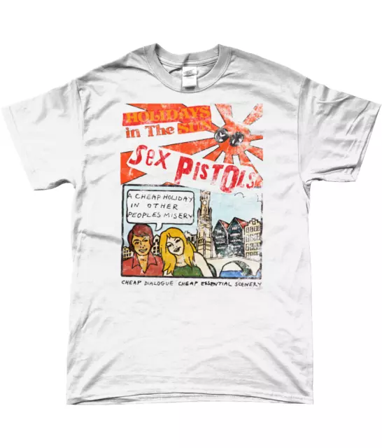 SEX PISTOLS t-shirt "CHEAP HOLIDAY IN OTHER PEOPLE'S MISERY" Holidays in the Sun