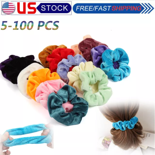 Women Girl Hair Scrunchies Velvet Elastic Hair Bands Scrunchy Rope Ties Lot