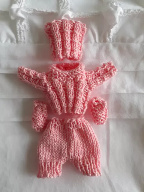 Hand Knitted Dolls Clothes For 5 Inch 13 Cm (Non Chubby) Doll.bamboo & Cotton