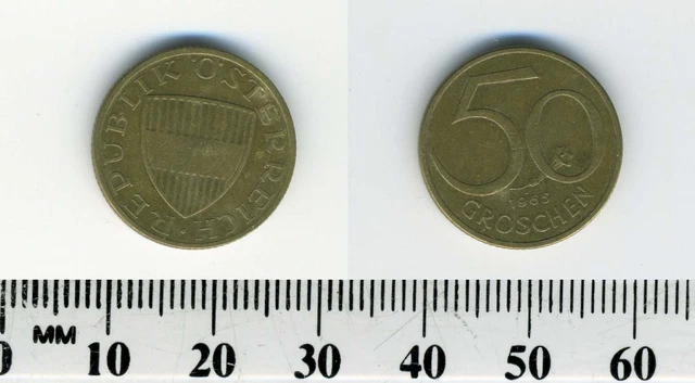 Austria 1965 - 50 Groschen Aluminum-Bronze Coin - Austrian Shield - #1 6