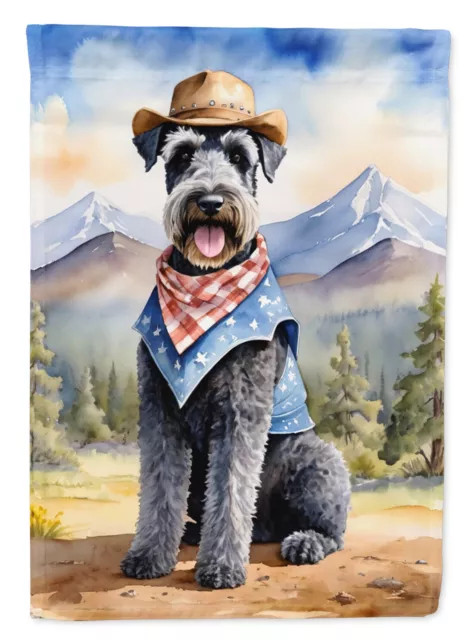 Kerry Blue Terrier Cowboy Welcome Flag Canvas House Size DAC5926CHF