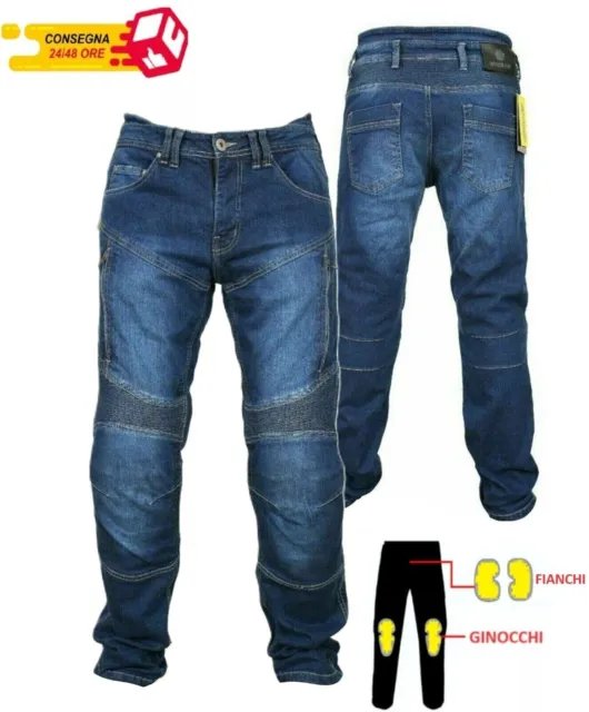 Uomo Jeans da moto Denim Estivi CE Certificati Con Kevlar® Rinforzi Protezioni