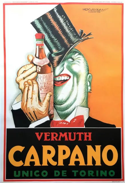 Original 1972 Italian Vermuth Carpano Poster by Mauzan, Linen Backed!