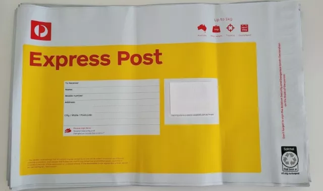 Australia Post Prepaid 5 Medium Express Post Satchels  - Send up to 5KG QR CODE