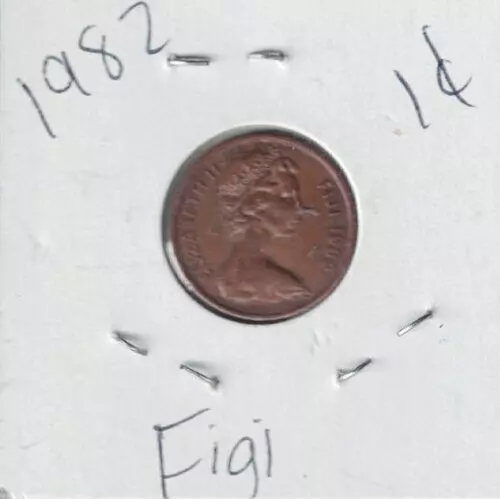 1982 Fiji Circulated QEII & Rice Plant One Cent coin!