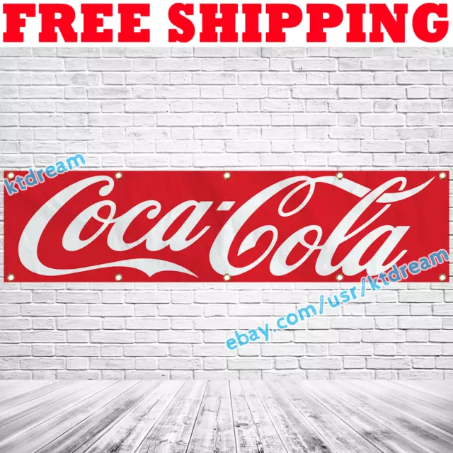 Coca Cola Drink Banner Flag 2x8 ft Store Bar Event Workshop Wall Sign Decor 2022