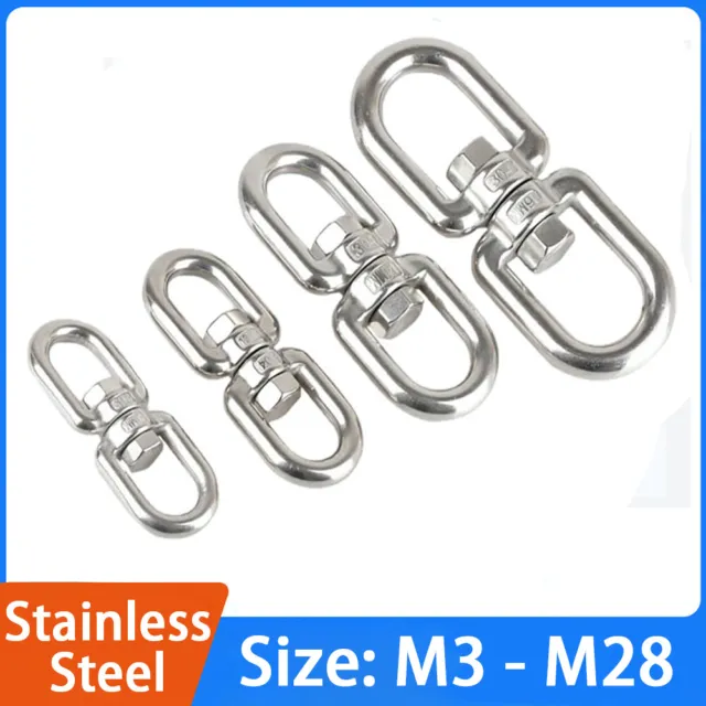 Double Eye Swivel Rings Stainless Steel M3-M28 Anti Twist Chain Rope Hooks Ring