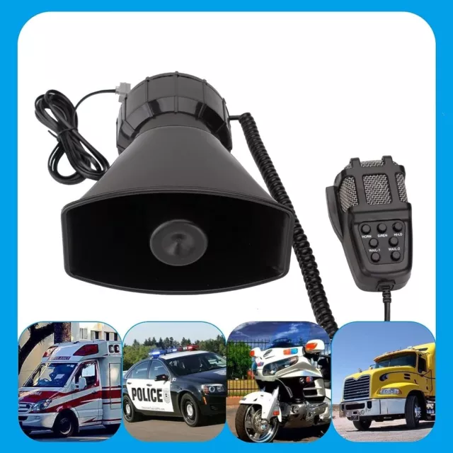 Car Siren 7 Tone Sound with Mic PA System Vehicle Siren Horn Megaphone Speaker