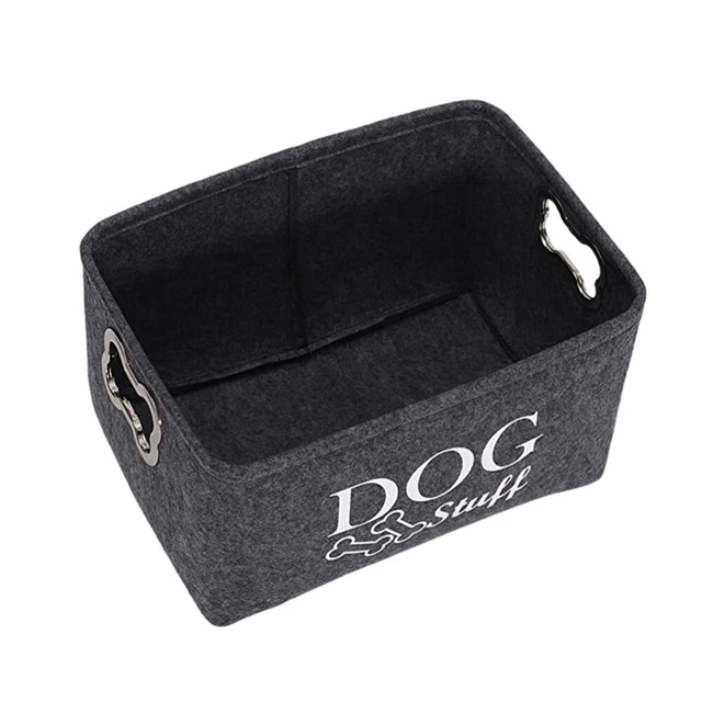 1 PZ Dog Toys Box Felt Box Pet Toy Bid Bid Bid Bidone con manico in metallo (gri
