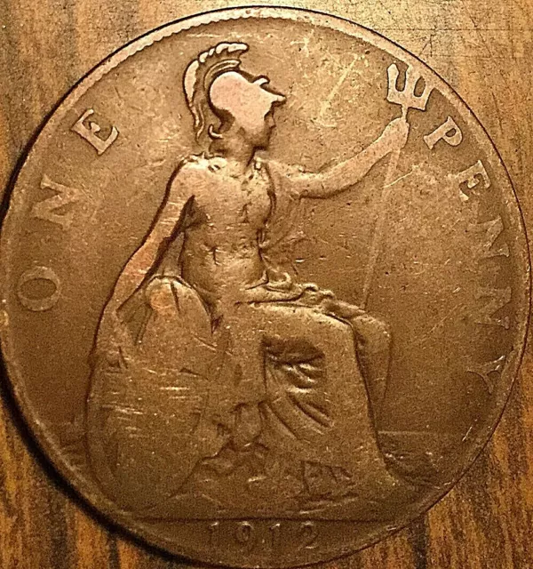 1912 Uk Gb Great Britain One Penny