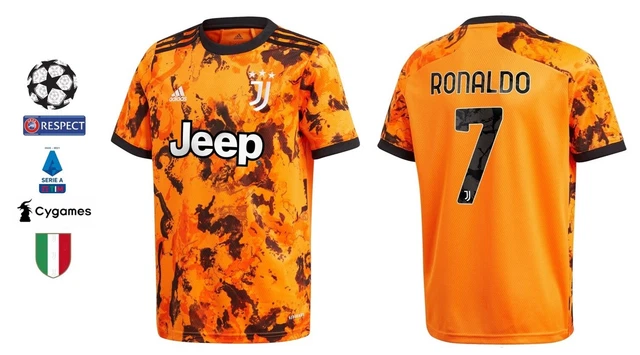 Juventus Turin Maillot Orange Juventus Juventus 2020 2021 Away Football  Adidas Shirt #7 Ronaldo Size
