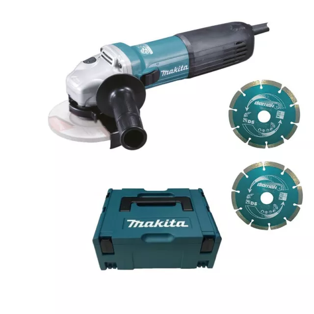 Meuleuse d'angle Ø125mm 1100W et 2 disques diamants dans coffret Makpac - MAKITA