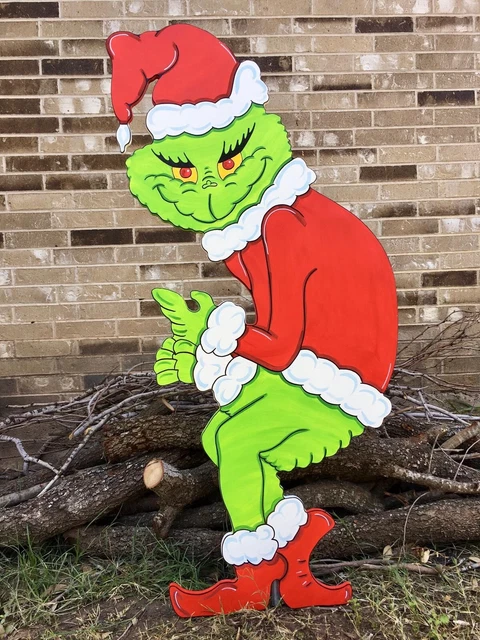 GRINCH Stealing the CHRISTMAS Lights Lawn Yard Art Decoration CUTE Left