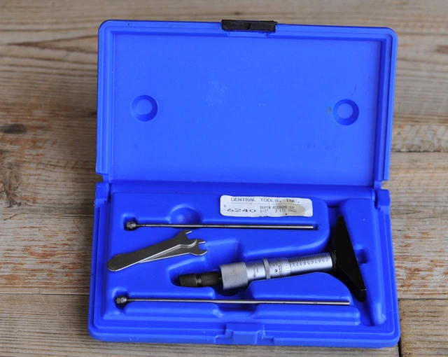 Central Tools No. 6240 0-3" 2-1/2" Base Depth Micrometer Set USA Cranston, R.I.