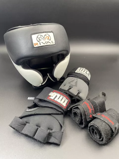 Rival Technical Boxing Head Gear,  Title Platinum Hybrid Gel Wraps, Wrist Wraps