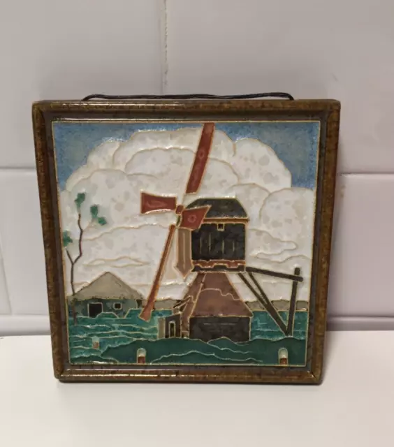Royal Delft arts & crafts cloisonné tile made by the de Porceleyne Fles pottery