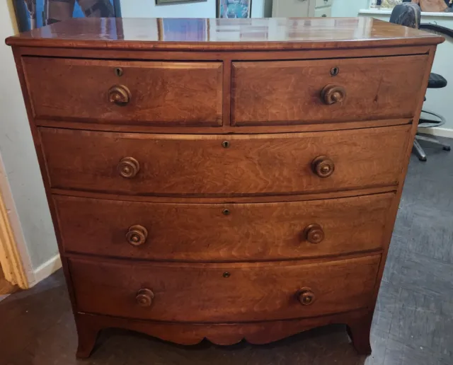 Early Victorian Mahogany Bow Fronted Chest of Drawers