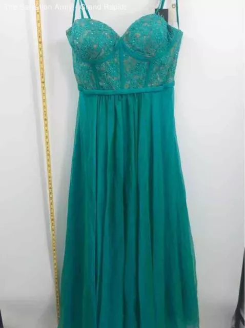 La Femme Womens Green Floral Lace Sweetheart Neck Sleeveless Maxi Dress Size 20